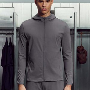 Active Jersey Zip Hoodie in Grey
