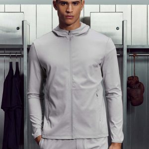 Active Jersey Zip Hoodie in Marl Grey