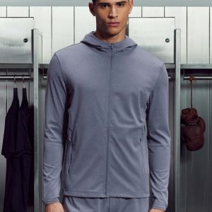 Active Jersey Zip Hoodie in Navy Marl