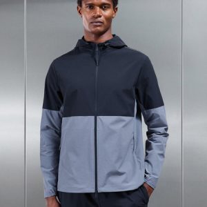 Active Technical Colour Block Windbreaker in Navy Light Blue