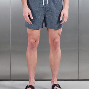 Amalfi Drawstring Printed Swim Short in Navy