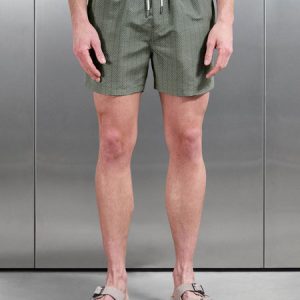 Amalfi Drawstring Printed Swim Short in Sage