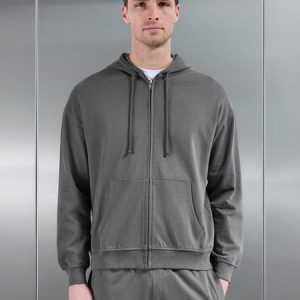 Brushed Relaxed Hoodie in Grey