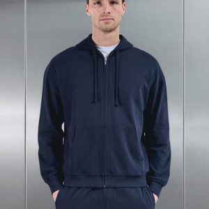 Brushed Relaxed Hoodie in Navy