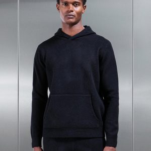 Chunky Wool Hoodie in Black