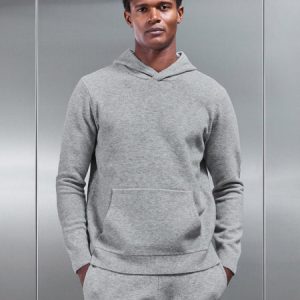 Chunky Wool Hoodie in Marl Grey