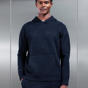 Chunky Wool Hoodie in Navy