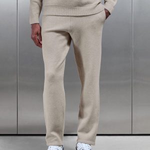 Chunky Wool Straight Leg Jogger in Stone