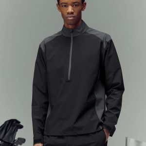 Waterproof Golf Colour Block Half Zip in Black