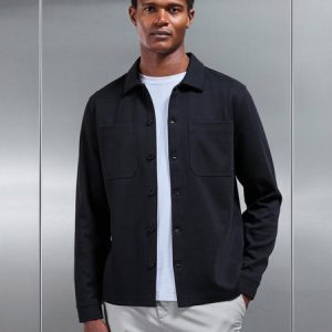 Cotton Jersey Overshirt in Black