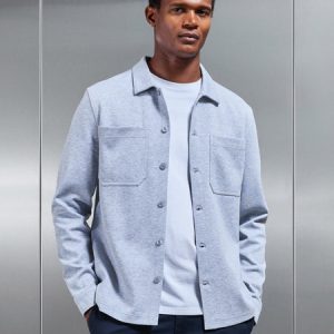 Cotton Jersey Overshirt in Marl Grey