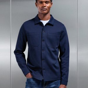 Cotton Jersey Overshirt in Navy