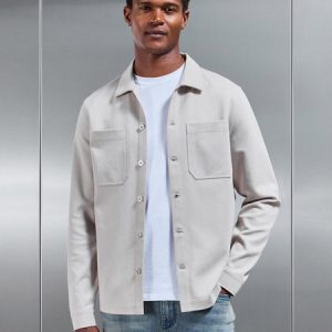 Cotton Jersey Overshirt in Stone