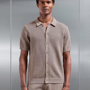 Crochet Shirt in Taupe