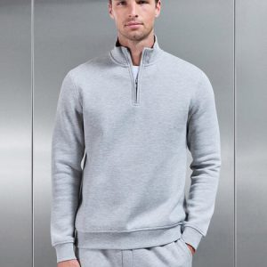 Essential Slim Half Zip in Marl Grey