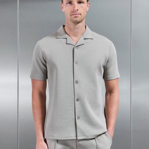 Everyday Luxe Revere Collar Shirt in Stone