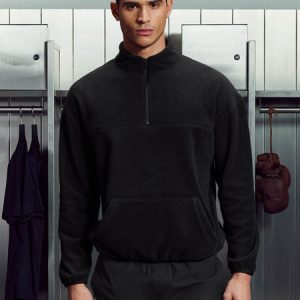 Fleece Relaxed Fit Half Zip in Black