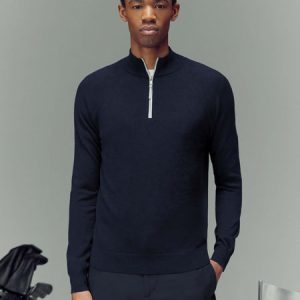 Golf Knitted Half Zip Jumper in Navy