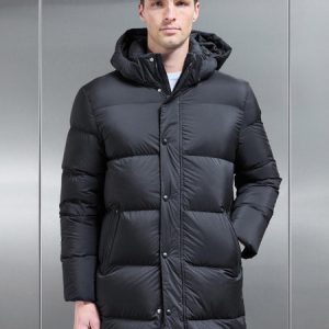 Goose Down Mid Length Jacket in Black