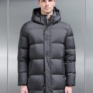 Goose Down Mid Length Jacket in Grey
