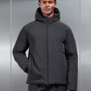 Hooded Puffer Jacket in Black