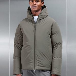 Hooded Puffer Jacket in Olive
