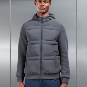 Hybrid Panel Puffer Windbreaker in Grey