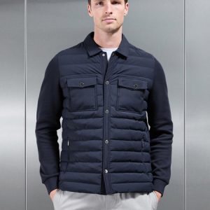 Hybrid Quilted Overshirt in Navy