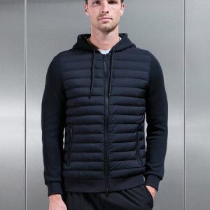 Hybrid Quilted Technical Windbreaker in Black