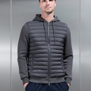 Hybrid Quilted Technical Windbreaker in Grey