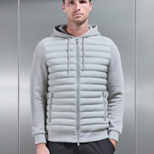 Hybrid Quilted Technical Windbreaker in Mid Grey