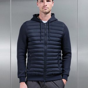 Hybrid Quilted Technical Windbreaker in Navy