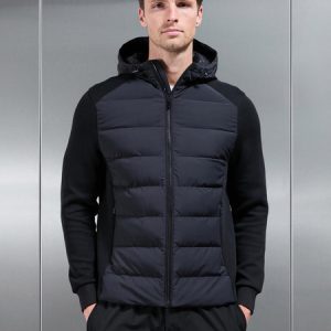 Hybrid Technical Puffer Windbreaker in Black