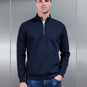 Interlock Jersey Half Zip in Navy