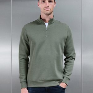 Interlock Jersey Half Zip in Sage