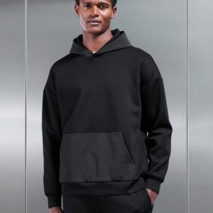 Interlock Jersey Hybrid Relaxed Hoodie in Black