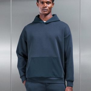 Interlock Jersey Hybrid Relaxed Hoodie in Slate Blue