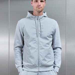 Interlock Jersey Hybrid Technical Windbreaker in Marl Grey
