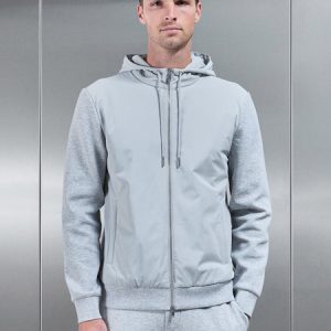 Interlock Jersey Hybrid Windbreaker in Marl Grey