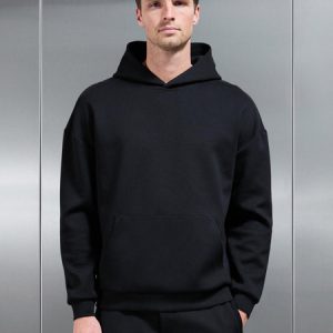 Interlock Jersey Relaxed Fit Hoodie in Black