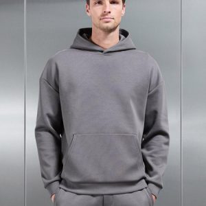 Interlock Jersey Relaxed Fit Hoodie in Charcoal