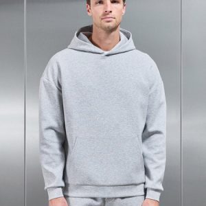 Interlock Jersey Relaxed Fit Hoodie in Marl Grey