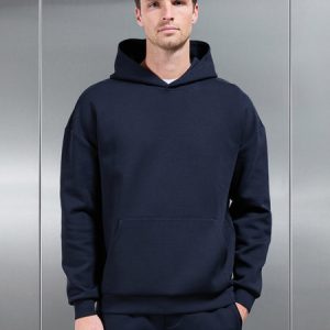 Interlock Jersey Relaxed Fit Hoodie in Navy