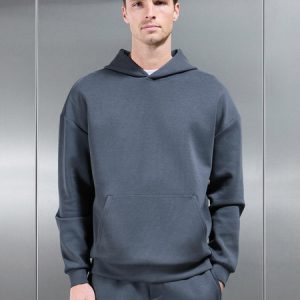 Interlock Jersey Relaxed Fit Hoodie in Slate Blue