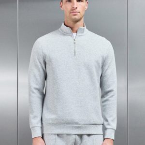 Interlock Jersey Half Zip in Marl Grey