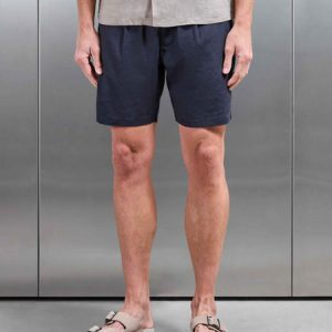 Linen Drawstring Short in Navy