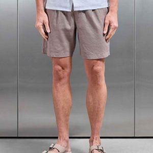 Linen Drawstring Short in Taupe