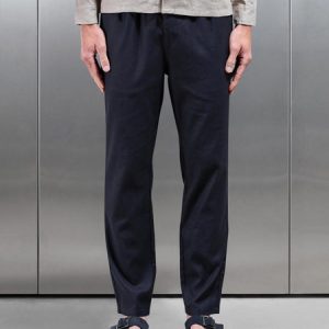 Linen Drawstring Trouser in Navy