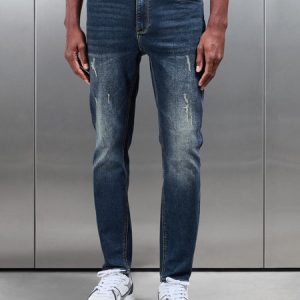 Distressed Denim Jeans in Vintage Blue