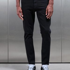 Slim Fit Denim Jeans in Solid Black